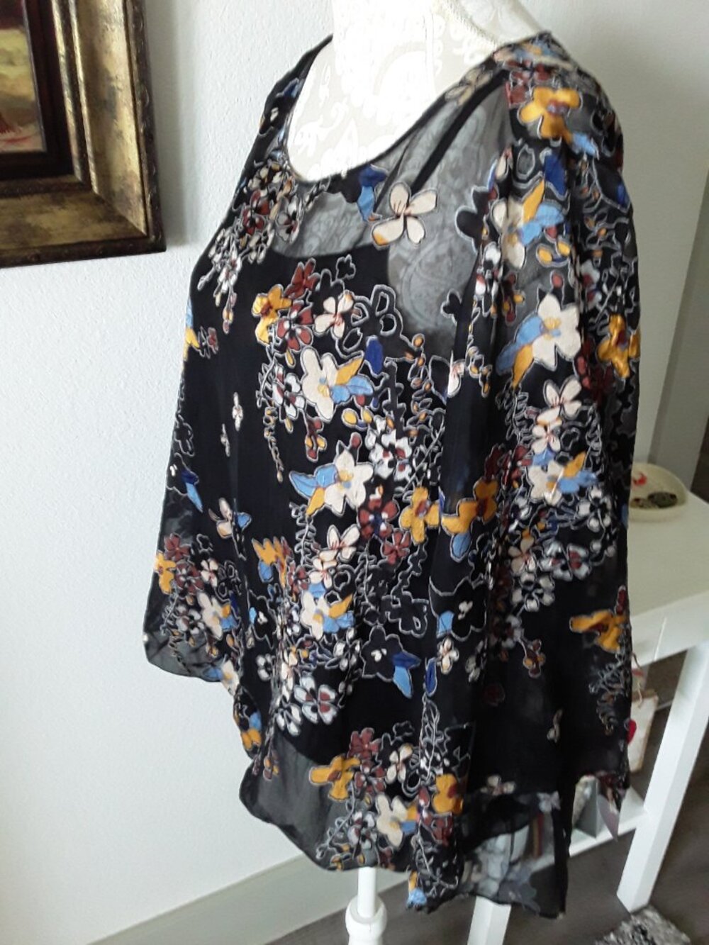 Alfani beautiful crinkle bubble hem flutter sleeve top size L - Picture 5 of 13